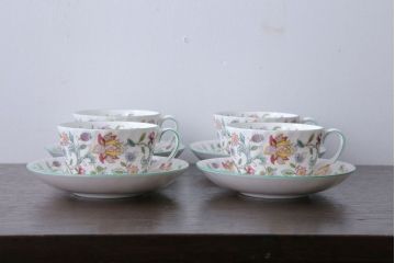 アンティーク雑貨　イギリスMINTON(ミントン)　Haddon Hall(ハドンホール)　カップ&ソーサー4客セット