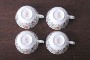 アンティーク雑貨　イギリスMINTON(ミントン)　Haddon Hall(ハドンホール)　カップ&ソーサー4客セット