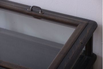 アンティーク家具　和製アンティーク　極めて珍しい!引き出し付きガラス蓋の外れる高級ガラスケース