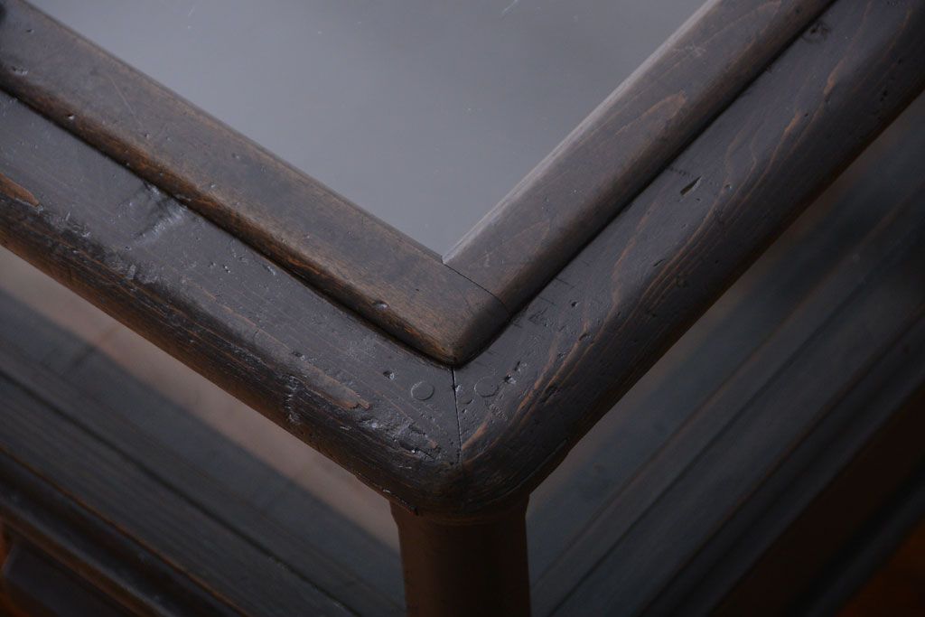 アンティーク家具　和製アンティーク　極めて珍しい!引き出し付きガラス蓋の外れる高級ガラスケース