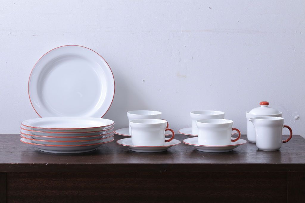 アンティーク雑貨　イタリアRichard Ginori(リチャードジノリ) カップ&ソーサー、シュガー、クリーマー、皿6枚セット