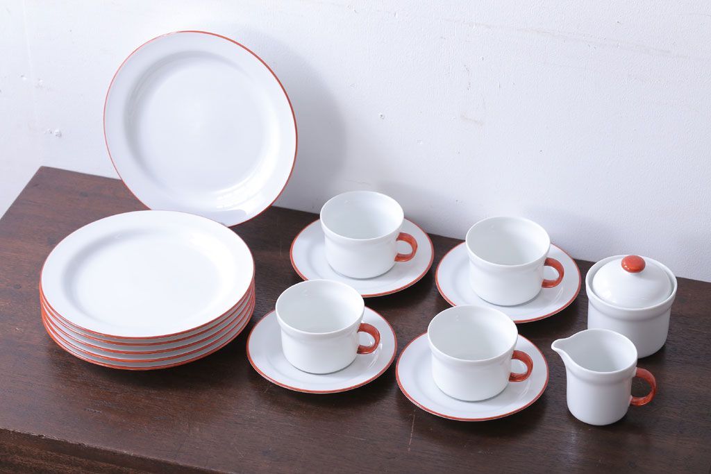 アンティーク雑貨　イタリアRichard Ginori(リチャードジノリ) カップ&ソーサー、シュガー、クリーマー、皿6枚セット