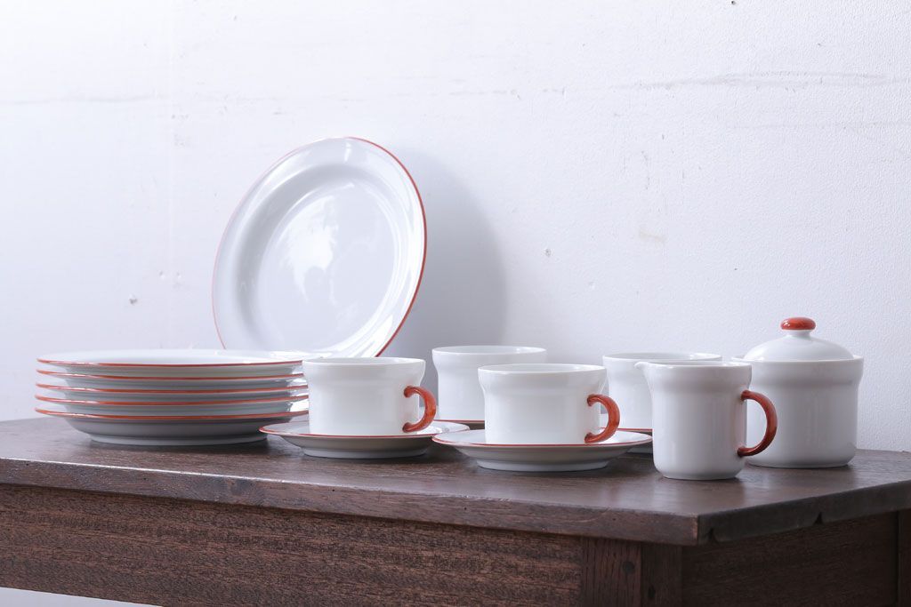 アンティーク雑貨　イタリアRichard Ginori(リチャードジノリ) カップ&ソーサー、シュガー、クリーマー、皿6枚セット