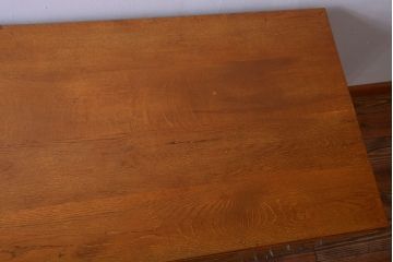 レトロ家具　昭和レトロ　古いナラ材のワイドなアンティーク両袖机