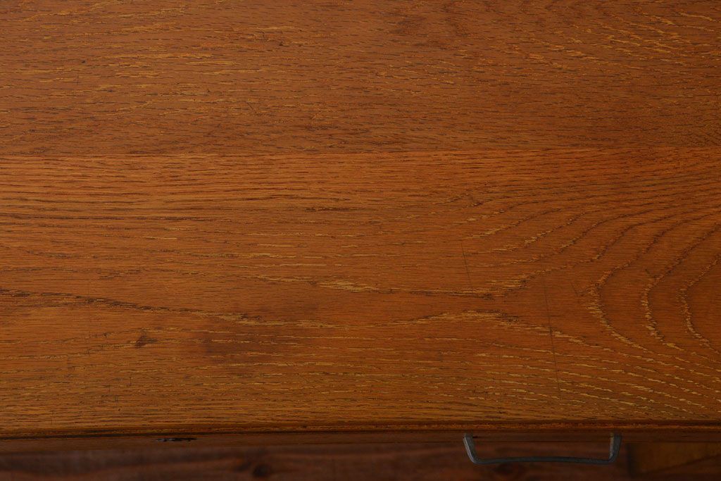 レトロ家具　昭和レトロ　古いナラ材のワイドなアンティーク両袖机