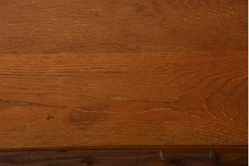 レトロ家具　昭和レトロ　古いナラ材のワイドなアンティーク両袖机