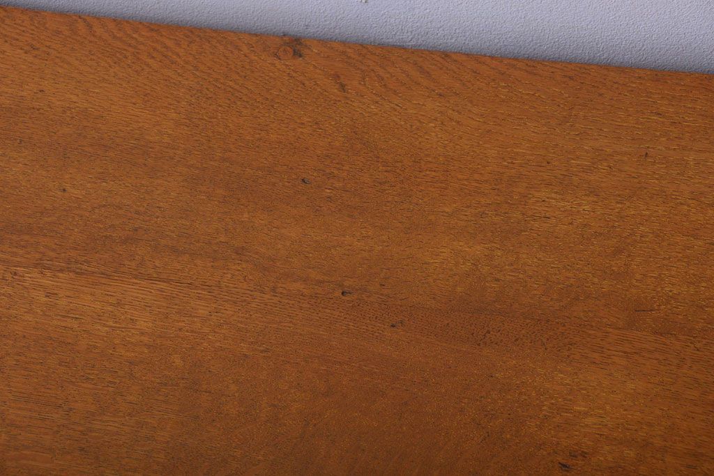レトロ家具　昭和レトロ　古いナラ材のワイドなアンティーク両袖机