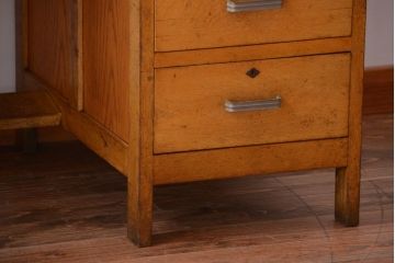 レトロ家具　昭和レトロ　古いナラ材のワイドなアンティーク両袖机