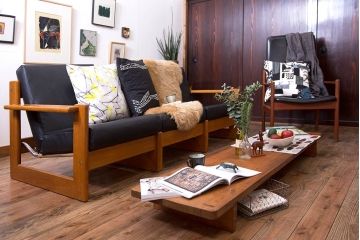 中古　富士ファニチア　3人掛けソファ