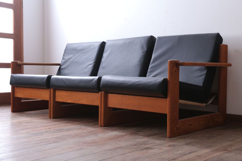 中古　富士ファニチア　3人掛けソファ