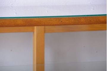 レトロ家具　昭和レトロ　古いナラ材の縦型アンティークガラスケース