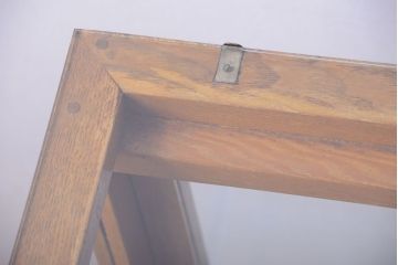 レトロ家具　昭和レトロ　古いナラ材の脚付きガラスケース