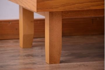 レトロ家具　昭和レトロ　古いナラ材の脚付きガラスケース