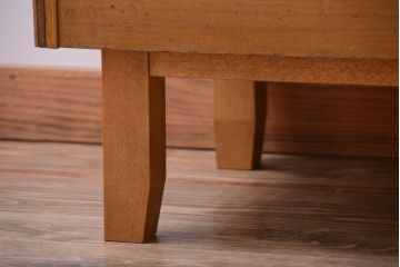 レトロ家具　昭和レトロ　古いナラ材の脚付きガラスケース