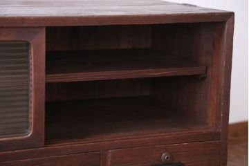 アンティーク家具　和製アンティーク　古い木の質感が味わい深い鉄脚付きローボード