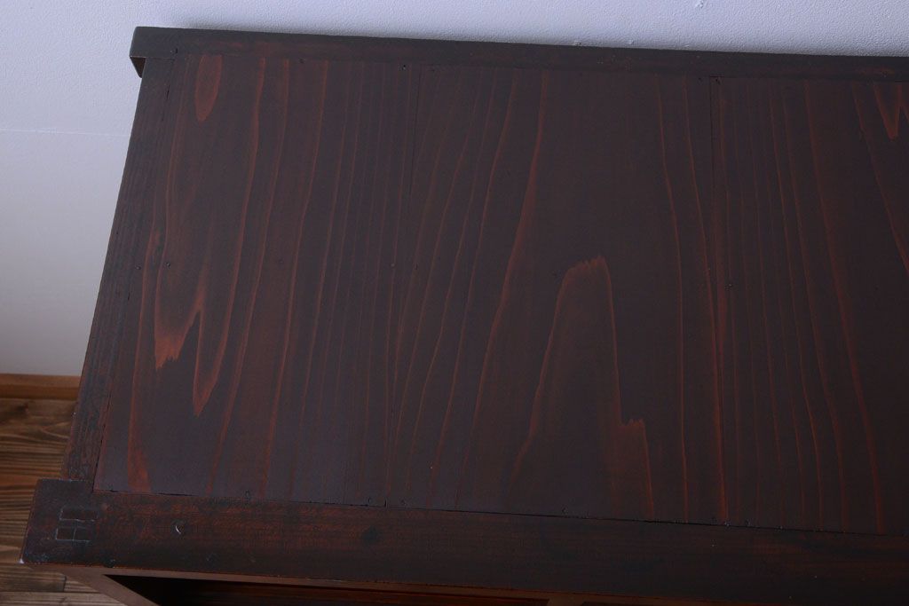 アンティーク家具　古民具・骨董　前面欅材!モールガラス入り引き戸収納棚