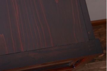 アンティーク家具　古民具・骨董　前面欅材!モールガラス入り引き戸収納棚