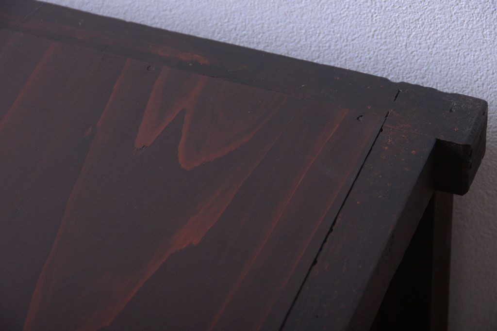 アンティーク家具　古民具・骨董　前面欅材!モールガラス入り引き戸収納棚