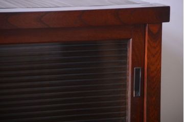アンティーク家具　古民具・骨董　前面欅材!モールガラス入り引き戸収納棚
