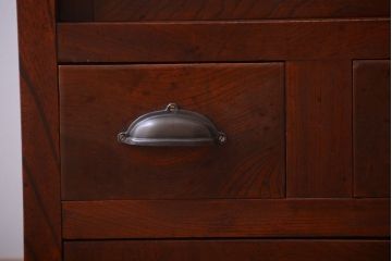 アンティーク家具　古民具・骨董　前面欅材!モールガラス入り引き戸収納棚