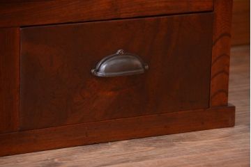 アンティーク家具　古民具・骨董　前面欅材!モールガラス入り引き戸収納棚