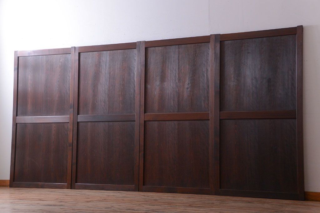 古民具・骨董　美品!古い木のアンティーク帯戸4枚セット