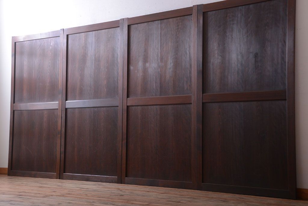 古民具・骨董　美品!古い木のアンティーク帯戸4枚セット