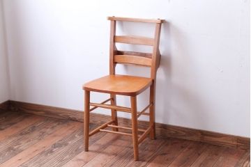 アンティーク家具　イギリスアンティーク　ビーチ材のチャーチチェア(チャペルチェア)(1)