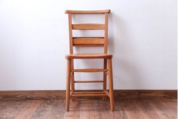 アンティーク家具　イギリスアンティーク　ビーチ材のチャーチチェア(チャペルチェア)(1)