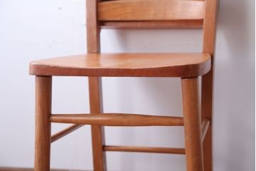 アンティーク家具　イギリスアンティーク　ビーチ材のチャーチチェア(チャペルチェア)(1)