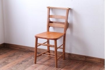 アンティーク家具　イギリスアンティーク　ビーチ材のチャーチチェア(チャペルチェア)(2)