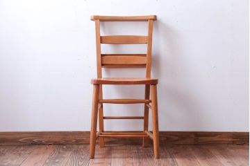 アンティーク家具　イギリスアンティーク　ビーチ材のチャーチチェア(チャペルチェア)(2)