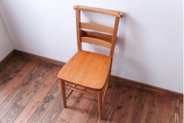 アンティーク家具　イギリスアンティーク　ビーチ材のチャーチチェア(チャペルチェア)(2)