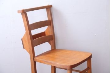 アンティーク家具　イギリスアンティーク　ビーチ材のチャーチチェア(チャペルチェア)(2)