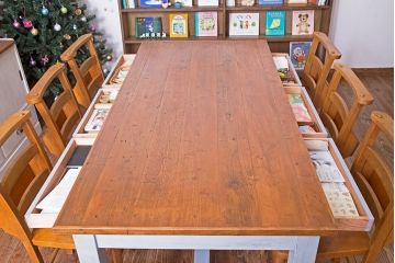 アンティーク家具　イギリスアンティーク　ビーチ材のカフェチェア(チャーチチェア)(2)