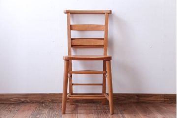 アンティーク家具　イギリスアンティーク　ビーチ材のカフェチェア(チャーチチェア)(2)