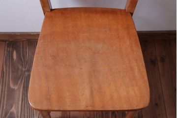 アンティーク家具　イギリスアンティーク　ビーチ材のカフェチェア(チャーチチェア)(2)