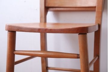 アンティーク家具　イギリスアンティーク　ビーチ材のカフェチェア(チャーチチェア)(2)