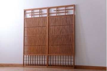 古民具・骨董　風情あるアンティーク簾戸(簀戸、葦戸)2枚セット