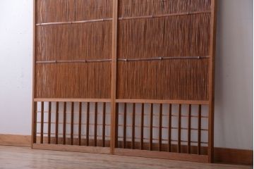 古民具・骨董　風情あるアンティーク簾戸(簀戸、葦戸)2枚セット
