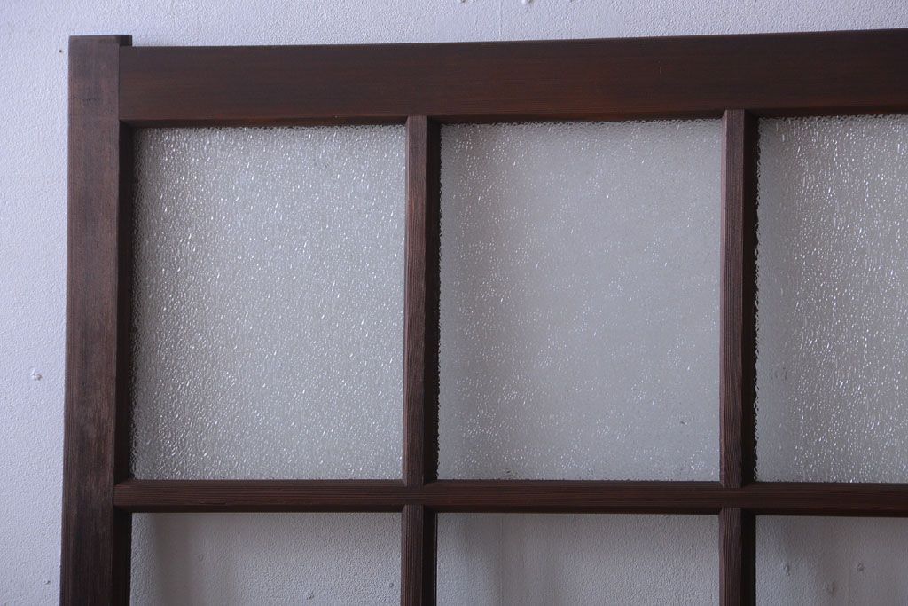 和製アンティーク　古い木の背が低いガラス引き戸2枚セット(窓)