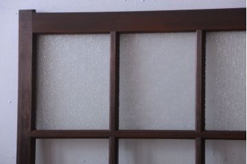 和製アンティーク　古い木の背が低いガラス引き戸2枚セット(窓)