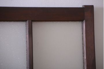 和製アンティーク　古い木の背が低いガラス引き戸2枚セット(窓)