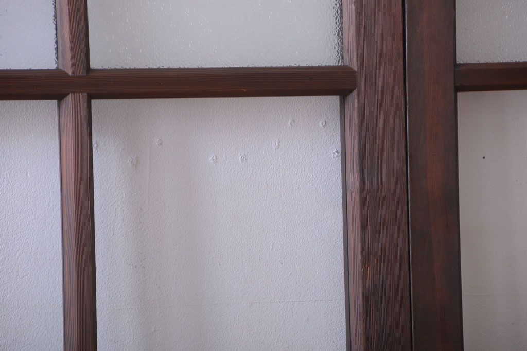 和製アンティーク　古い木の背が低いガラス引き戸2枚セット(窓)