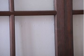 和製アンティーク　古い木の背が低いガラス引き戸2枚セット(窓)