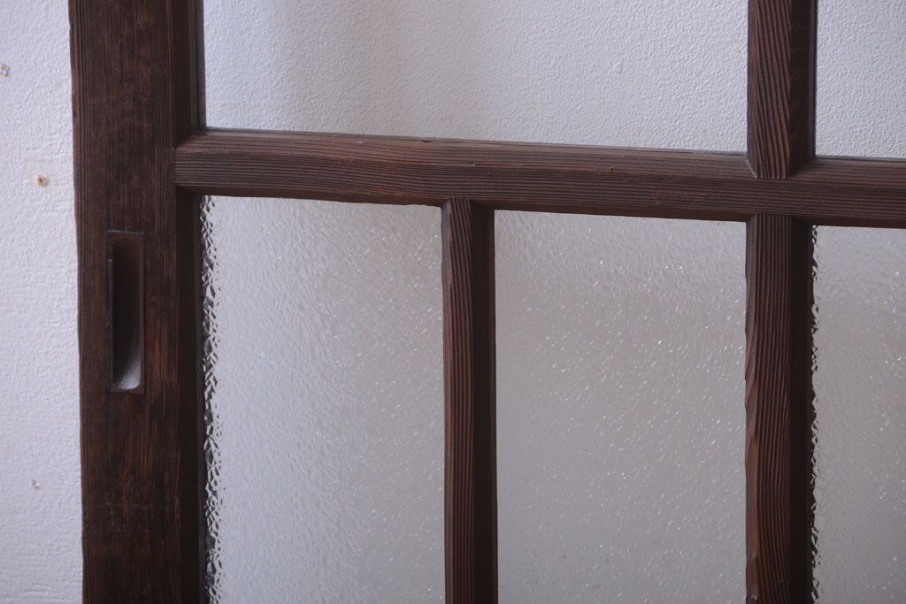 和製アンティーク　古い木の背が低いガラス引き戸2枚セット(窓)