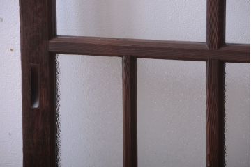 和製アンティーク　古い木の背が低いガラス引き戸2枚セット(窓)