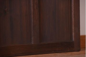 和製アンティーク　古い木の背が低いガラス引き戸2枚セット(窓)