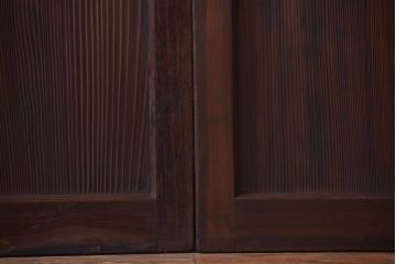 和製アンティーク　古い木の背が低いガラス引き戸2枚セット(窓)