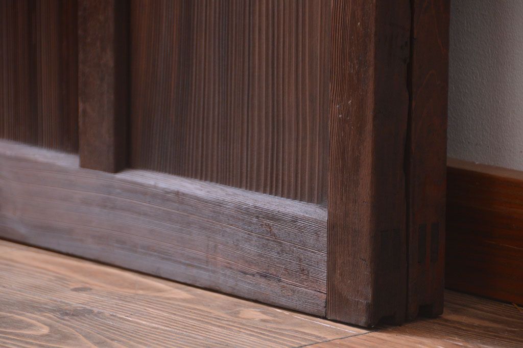 和製アンティーク　古い木の背が低いガラス引き戸2枚セット(窓)